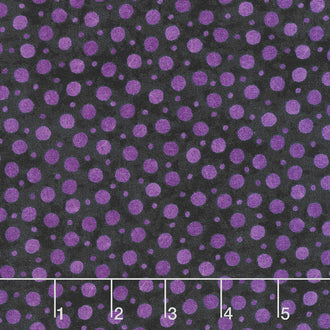 Frightful Night - Dots Black Purple Yardage