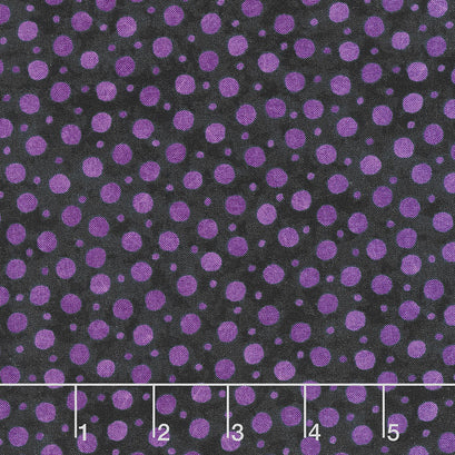 Frightful Night - Dots Black Purple Yardage