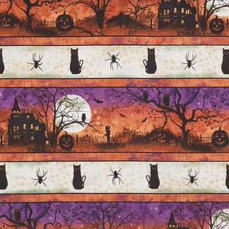 Frightful Night - Haunted Repeating Stripe Multi Yardage