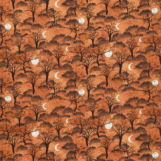 Frightful Night - Trees and Moon Orange Yardage