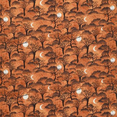 Frightful Night - Trees and Moon Orange Yardage