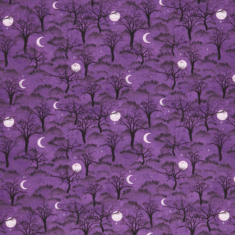 Frightful Night - Trees and Moon Purple Yardage