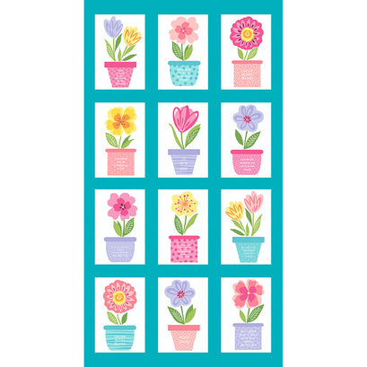 Full Bloom Turquoise Multi Panel