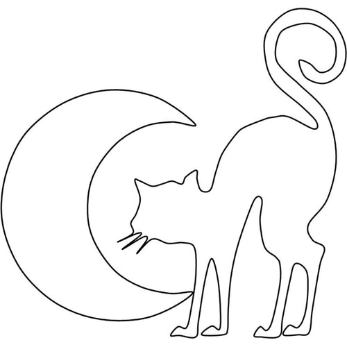 Full Line Stencil - Halloween Cat & Moon