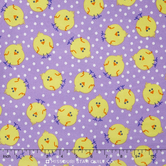 Funny Bunnies - Chicky Chicks Lavender Yardage