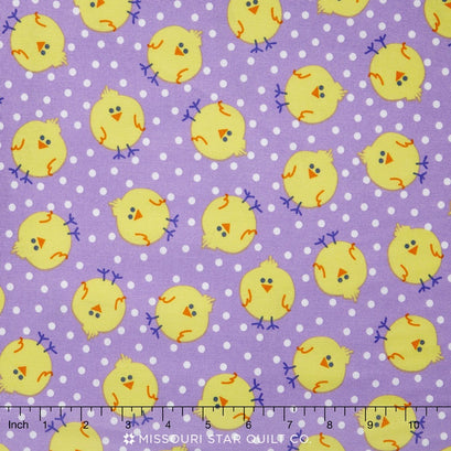 Funny Bunnies - Chicky Chicks Lavender Yardage