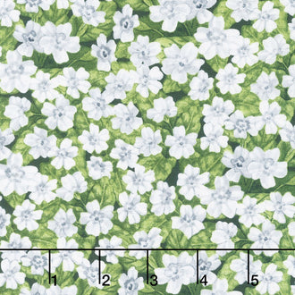 Garden Gathering - Small Flowers Green/White Yardage