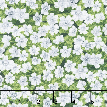 Garden Gathering - Small Flowers Green/White Yardage