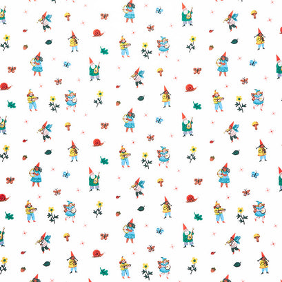 Garden Jubilee - Gnomes White Yardage