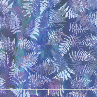 Garden of Dreams - Ferns Deep Purple Digitally Printed Yardage
