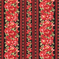Garden Rose - Red Rose Stripe Black Yardage