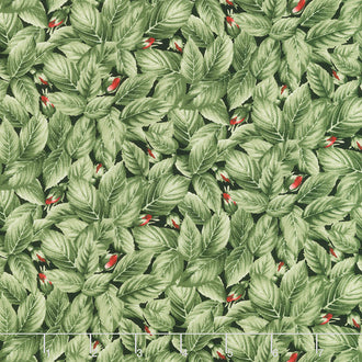 Garden Rose - Rose Buds in Leaves Green Yardage