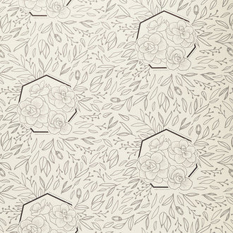 Geo Florals - Floral Explosion Grey Yardage