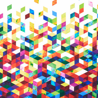 Geofetti 2 - Cube Rising Border Ombre Multi Yardage