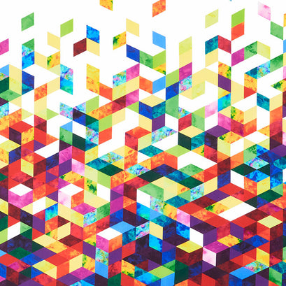 Geofetti 2 - Cube Rising Border Ombre Multi Yardage