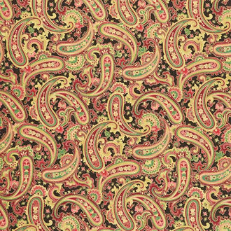 Gilded Rose - Paisley Black Metallic Yardage