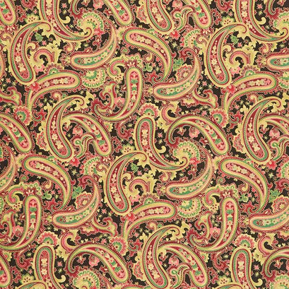 Gilded Rose - Paisley Black Metallic Yardage