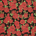 Gilded Rose - Red Medium Roses Black Metallic Yardage