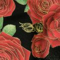 Gilded Rose - Red Medium Roses Black Metallic Yardage