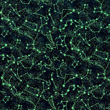 Glow in the Dark - Constellations Midnight Yardage