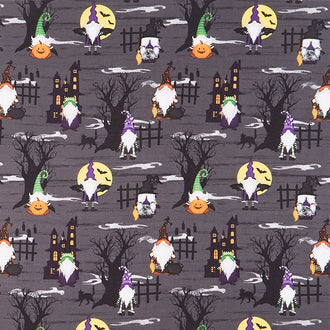 Gnome-ster Mash - Gnomes All Over Black Yardage