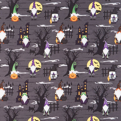 Gnome-ster Mash - Gnomes All Over Black Yardage