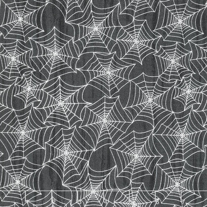Gnome-ster Mash - Spiderwebs Black Yardage