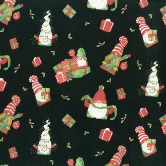 Gnome for Christmas - Gnome Main Black Flannel Yardage