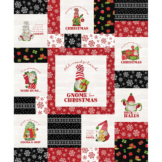 Gnome for Christmas - Gnome Red Black Flannel Panel