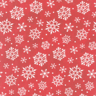 Gnome for Christmas - Snowflakes Red Flannel Yardage
