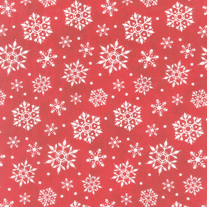 Gnome for Christmas - Snowflakes Red Flannel Yardage
