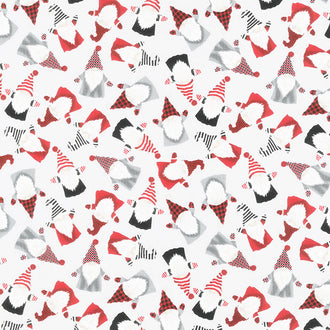 Gnome for the Holidays - Mini Holiday Snow Fun Gnomes Grey Yardage