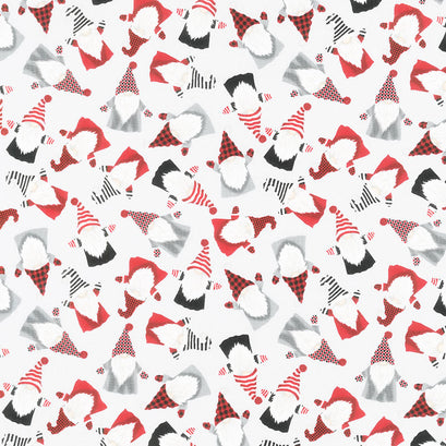 Gnome for the Holidays - Mini Holiday Snow Fun Gnomes Grey Yardage