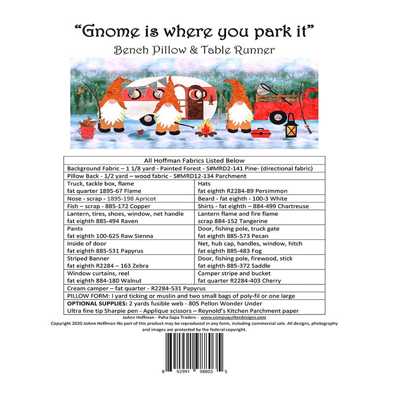 Gnome Is Where You Park It Bench Pillow Pattern Alternative View #1