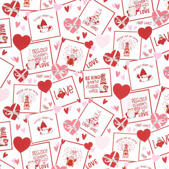 Gnomes in Love - Gnomes Main White Yardage