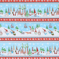 Gnoming Through the Snow - Stripe Light Blue Yardage