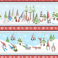 Gnoming Through the Snow - Stripe Light Blue Yardage