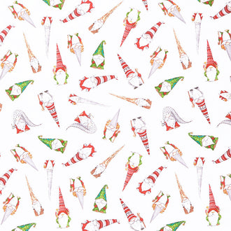 Gnoming Through the Snow - Tossed Gnomes White Yardage