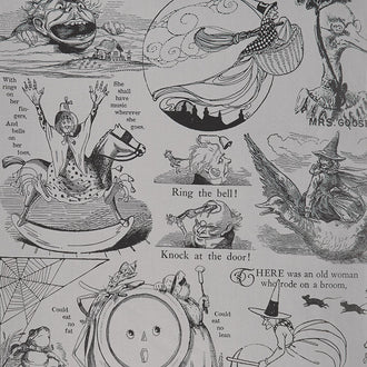 Goosetales - Tall Tales Motifs Gray Yardage