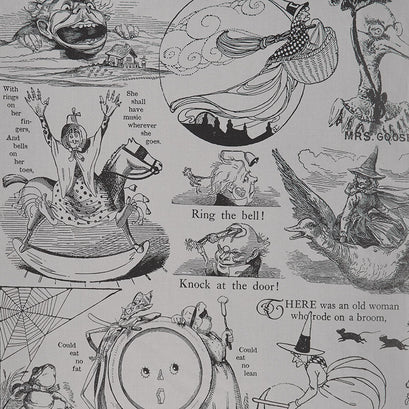 Goosetales - Tall Tales Motifs Gray Yardage