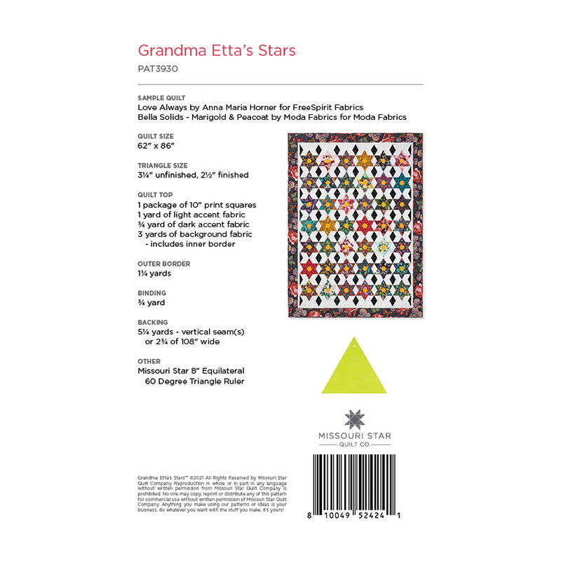 Grandma Etta's Stars Quilt Pattern by Missouri Star