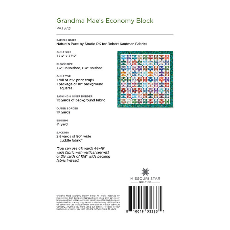 Grandma Mae's Economy Block Quilt Pattern by Missouri Star