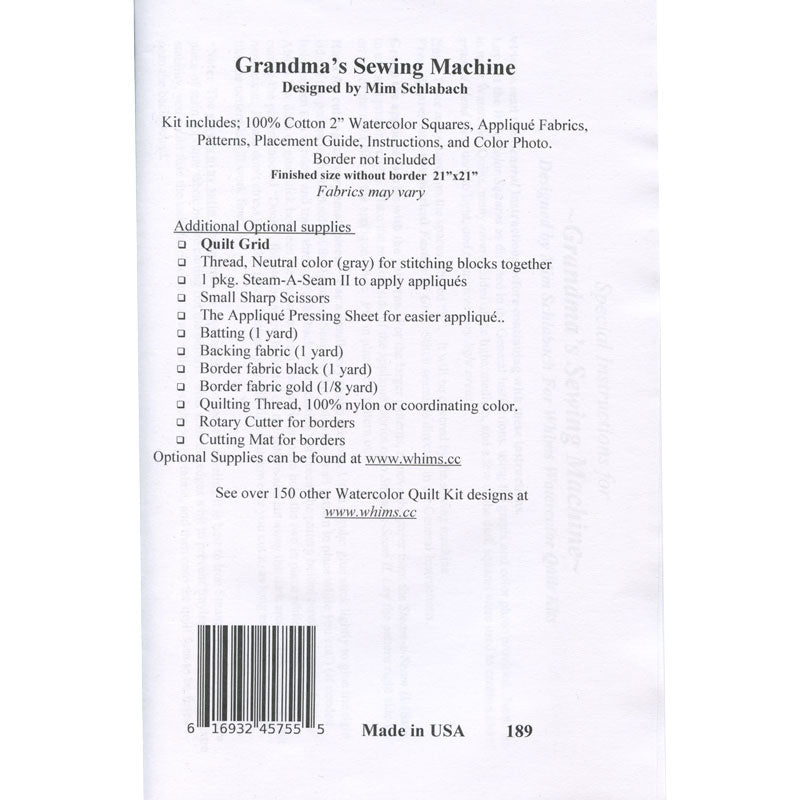 Grandma's Sewing Machine Watercolor Kit