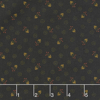 Gratitude and Grace - Tasseled Hearts Black Yardage