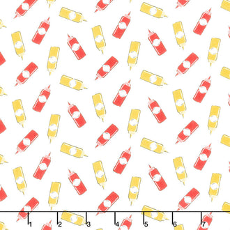 Grill Master - Ketchup and Mustard White Yardage