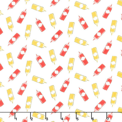 Grill Master - Ketchup and Mustard White Yardage