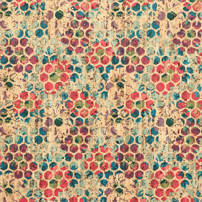 Grunge Floral Dot Pro Cork Fabric - 1/2 Yard Cut