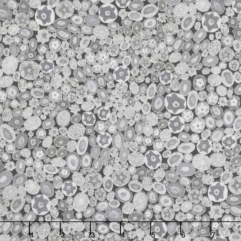 Gustav Klimt - Circles Rocks Pewter Metallic Yardage