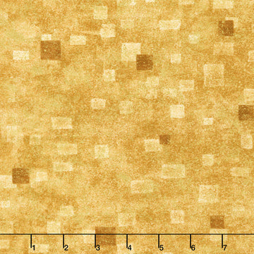 Gustav Klimt - Squares Tan Metallic Yardage
