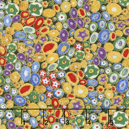 Gustav Klimt - Stones Ovals Multi Metallic Yardage